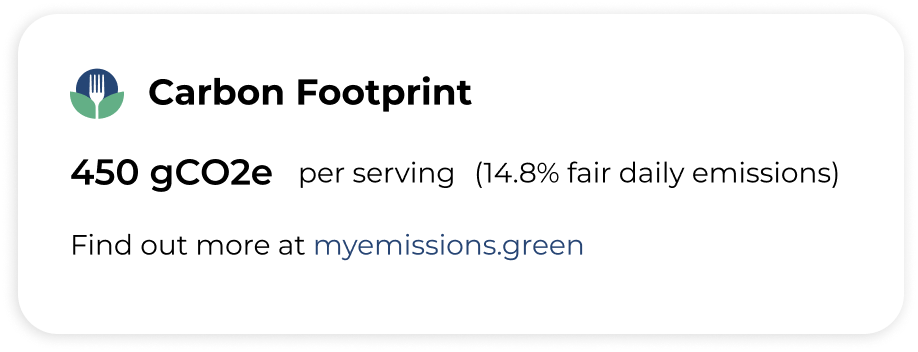 Example food carbon footprint label by My Emissions